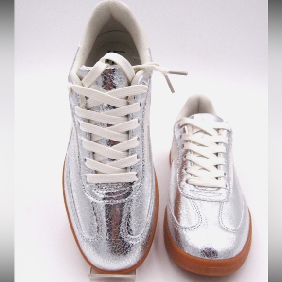 Nicole Miller Breanne Distressed Silver Sneakers    New without box - Picture 3 of 7